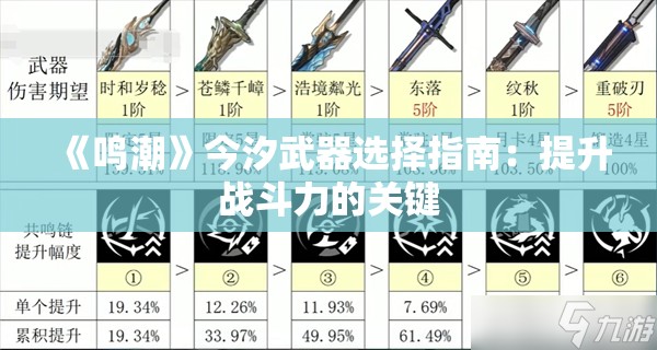 《鸣潮》今汐武器选择指南：提升战斗力的关键